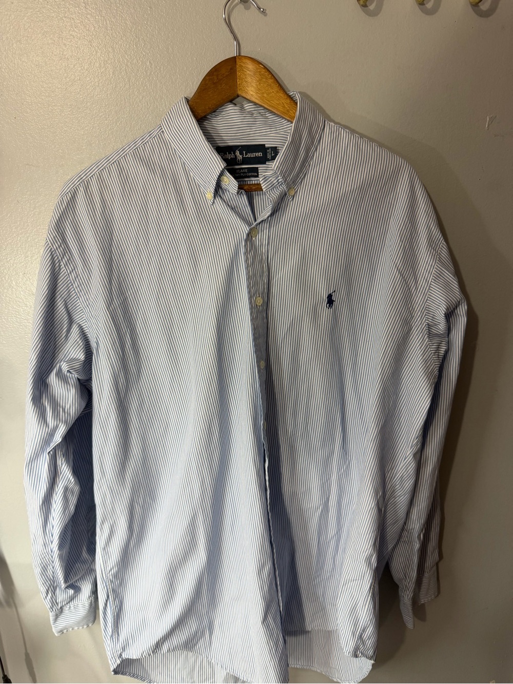 Polo by Ralph Lauren Light Blue Thin-Striped Button-Up Shirt